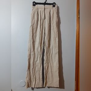 Abercrombie & Fitch Linen Blend  Tan Chinos Pants Wider Leg Women's Size XS